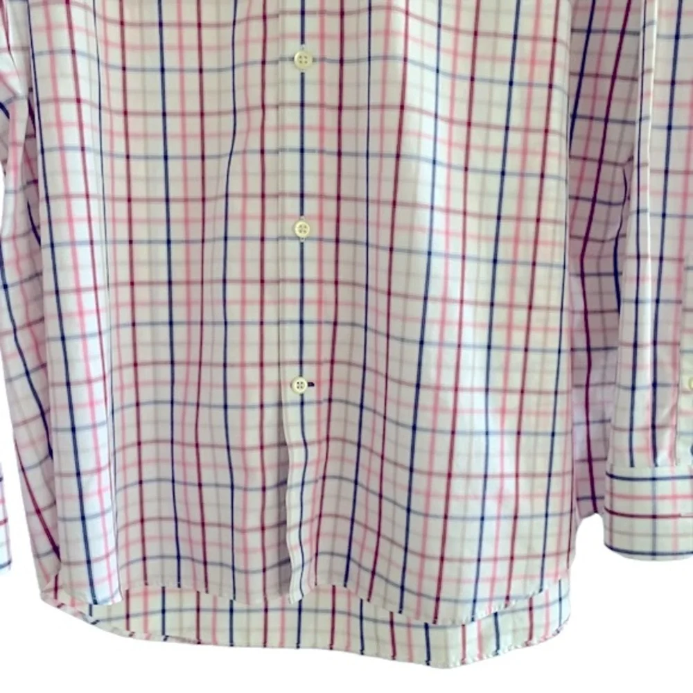 Banana Republic long sleeve button down white blue red plaid shirt men’s Neck 17